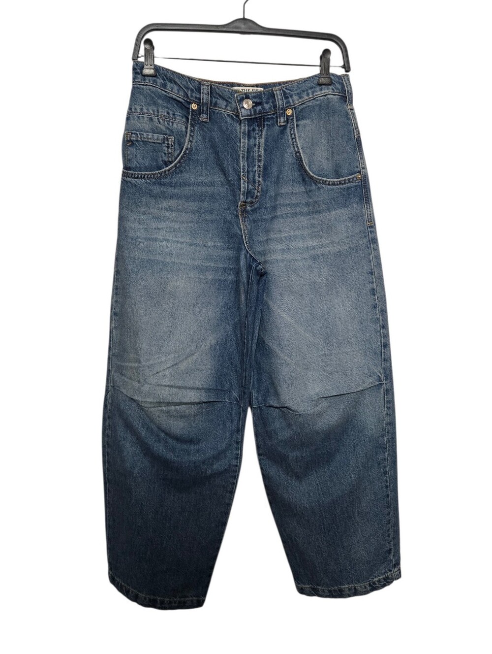 We The Free Twin Flame Mid Rise Cropped Wide Leg Barrel Jeans Sz 25 (29" Waist)